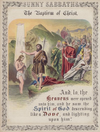 Le Baptême du Christ (gravure en couleur) - English School