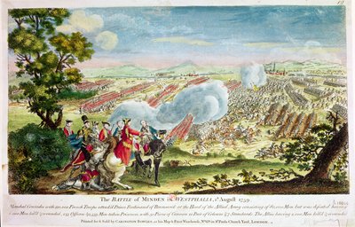 La Bataille de Minden en Westphalie en 1759 - English School