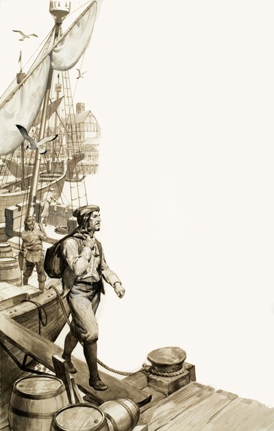 La Peste noire, apportée par un marin français dans un port britannique - English School