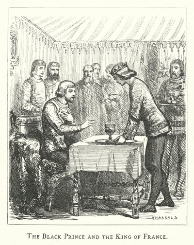 Le Prince Noir et le Roi de France (gravure) - English School