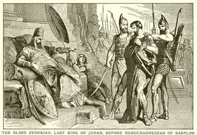 Le roi Zedekiah aveugle devant Nabuchodonosor de Babylone - English School