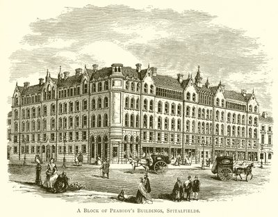 Le bloc des bâtiments de Peabody, Spitalfields - English School