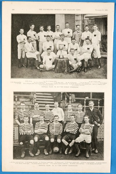 Les Bombay Gymkhanas et les London Caledonians, équipes de football présentées dans The Illustrated Sporting and Dramatic News, 21 novembre 1891 - English School