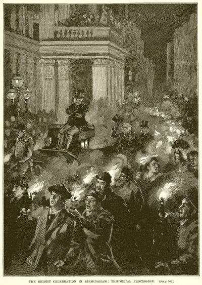 La célébration de Bright à Birmingham : procession triomphale - English School