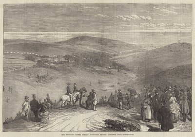 La revue des volontaires de Pâques à Brighton, lutte près de Rottingdean (gravure) - English School