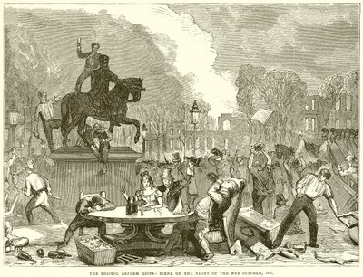 Les Émeutes Réformistes de Bristol - Scène de la Nuit du 30 Octobre 1831 - English School
