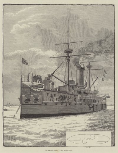 La marine britannique, HMS Agamemnon (gravure) - English School