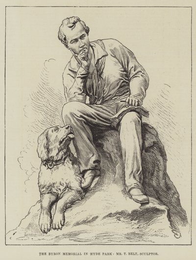 Le mémorial de Byron à Hyde Park, M. T Belt, sculpteur (gravure) - English School