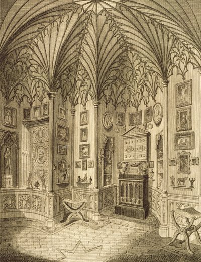 Le Cabinet, gravé par T. Morris, de Description de Strawberry Hill par Horace Walton, 1784 - English School