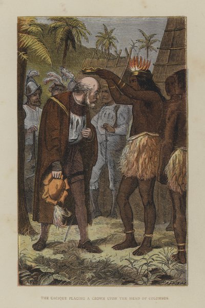 Le cacique plaçant une couronne sur la tête de Colomb - English School
