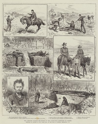 La campagne contre les rebelles dans le territoire du Nord-Ouest du Canada (gravure) - English School
