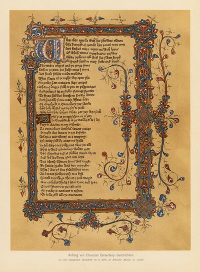 Les Contes de Canterbury de Geoffrey Chaucer (lithographie couleur) - English School