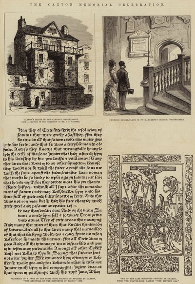 La célébration commémorative de Caxton (gravure) - English School