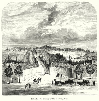 Le cimetière du Père Lachaise, Paris (gravure) - English School