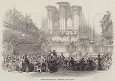 La convention chartiste, John-Street, Fitzroy-Square (gravure) - English School