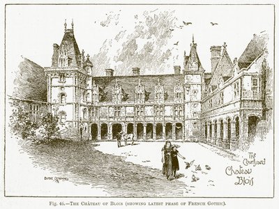 Le château de Blois (montrant la dernière phase du gothique français) (gravure) - English School