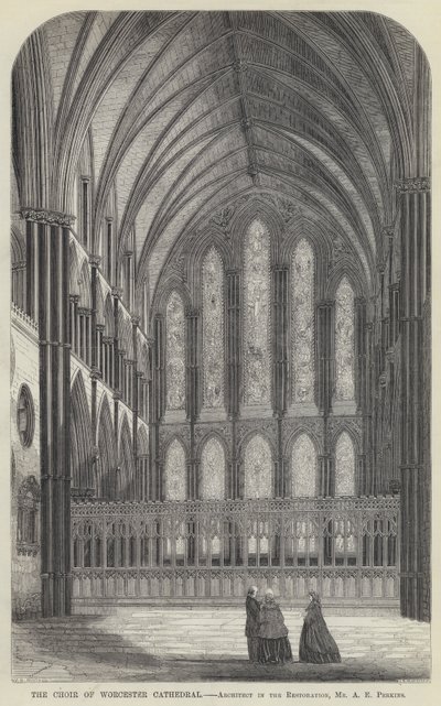 Le Chœur de la Cathédrale de Worcester (gravure) - English School