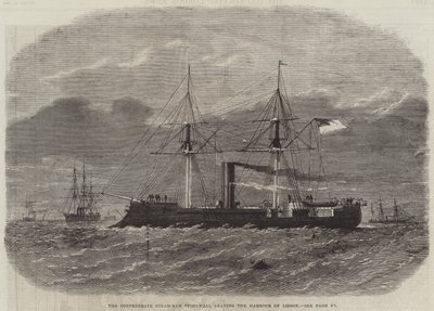 Le bélier à vapeur confédéré Stonewall quittant le port de Lisbonne - English School