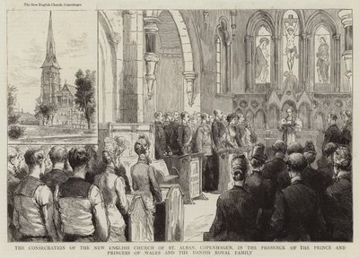 La consécration de la nouvelle église anglaise de St Alban, Copenhague, en présence du prince et de la princesse de Galles et de la famille royale danoise - English School
