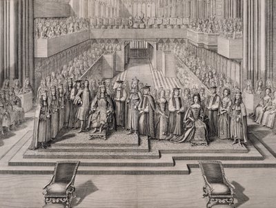Le couronnement du roi Jacques II (1633-1701) et de sa seconde épouse Marie de Modène (1658-1718) 1685 - English School