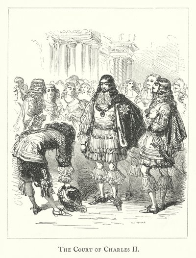 La cour de Charles II (gravure) - English School