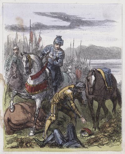 La couronne de Richard III, trouvée sur le champ de Bosworth - English School