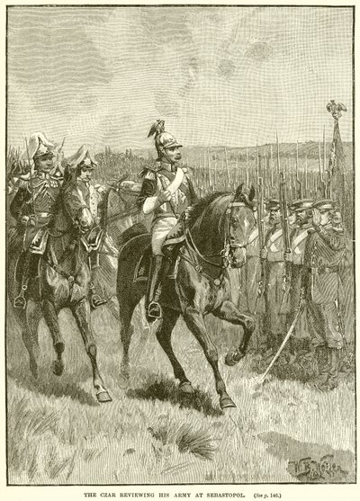 Le tsar passant en revue son armée à Sébastopol - English School