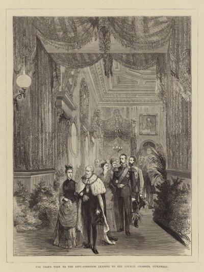 La visite du tsar à la ville, couloir menant à la salle du conseil, Guildhall - English School