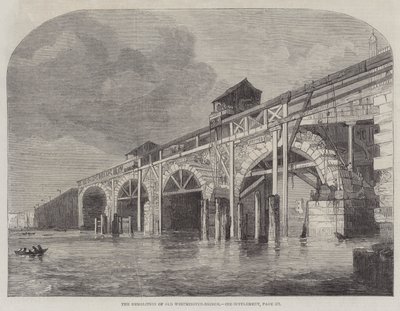 La démolition du vieux pont de Westminster - English School