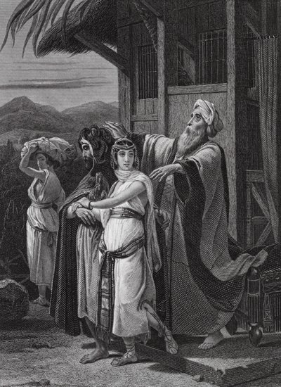 Le Départ de Rebecca (gravure) - English School