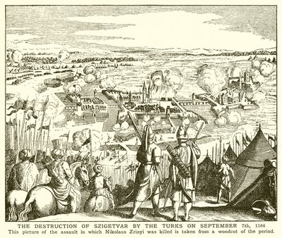 La destruction de Szigetvár par les Turcs le 7 septembre 1566 - English School