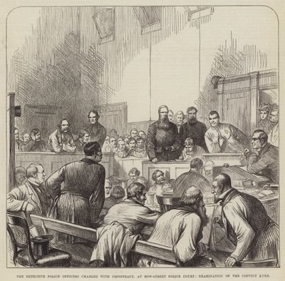 Les officiers de police détectives accusés de conspiration, au tribunal de Bow-Street, examen du condamné Kurr - English School