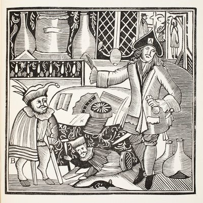 Le diable sur deux bâtons ou la ville déchaînée, illustration de Chap-books du XVIIIe siècle par John Ashton, pub. 1882 - English School