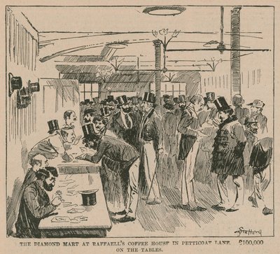Le marché aux diamants au Raffaells Coffee House à Petticoat Lane - English School