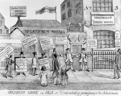 Les salles à manger Dinotherium de Highbury Grove, 1846 - English School