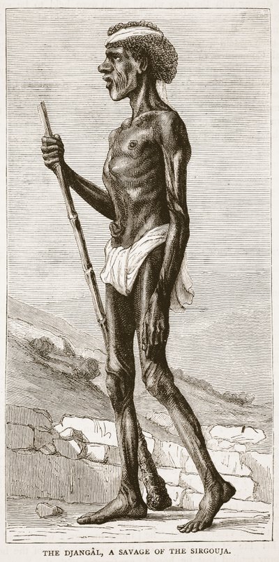 Le Djangal, un sauvage du Sirgouja, illustration de Cassells Illustrated History of England - English School