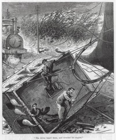 "Le conducteur les a entendus et a fait marche arrière" (gravure) - English School