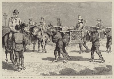Le duc et la duchesse de Connaught au Japon, départ pour le lac Chiuzenjii - English School