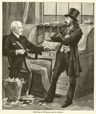 Le duc de Wellington et le maniaque (gravure) - English School