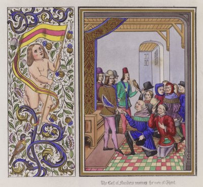 Le comte de Flandre reçoit les hommes de Gand - English School