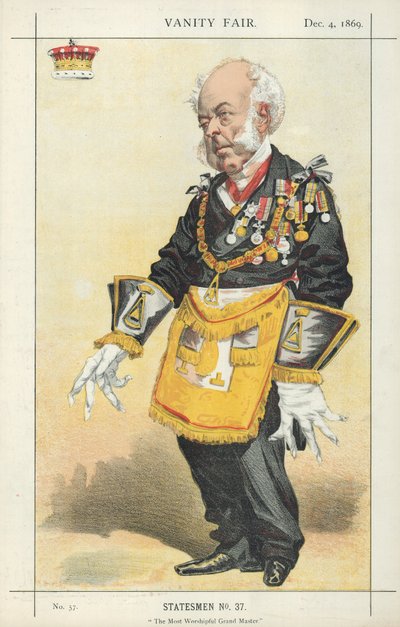Le Comte de Zetland, Le Très Vénérable Grand Maître, 4 décembre 1869, caricature de Vanity Fair - English School