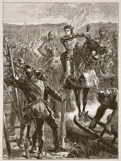Les Anglais devant Harfleur, illustration de Cassells Illustrated History of England - English School