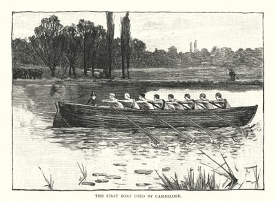 Le premier bateau utilisé par Cambridge (gravure) - English School