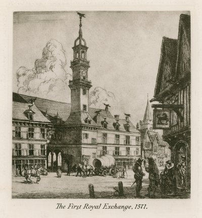Le premier Royal Exchange, Londres, 1571 - English School