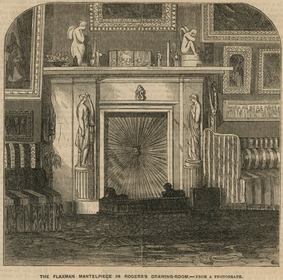 La cheminée Flaxman dans le salon du poète Rogers, maison de Rogers, St James