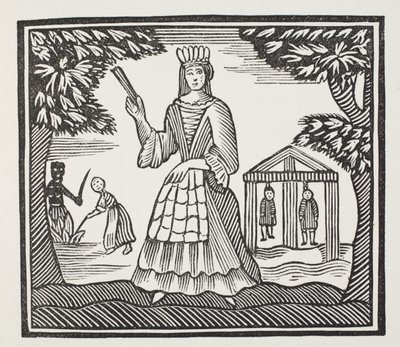 Les fortunes et infortunes de Moll Flanders, née à Newgate, illustration de Chap-books du XVIIIe siècle par John Ashton, pub. 1882 - English School
