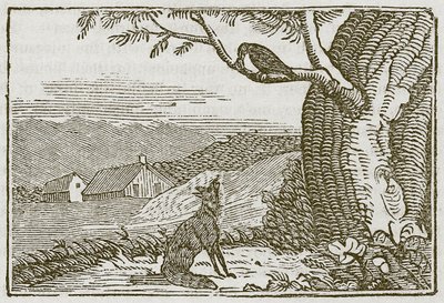 Le renard et le corbeau (gravure) - English School