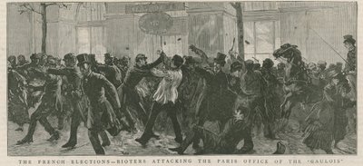 Les élections françaises - émeutiers attaquant le bureau parisien du Galois - English School