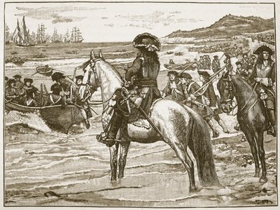 Les Français se retirant de Torbay (illustration de Cassells Illustrated History of England) - English School