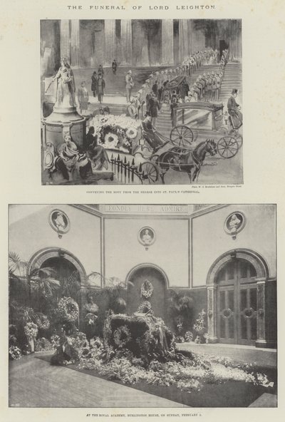 Les funérailles de Lord Leighton (lithographie) - English School